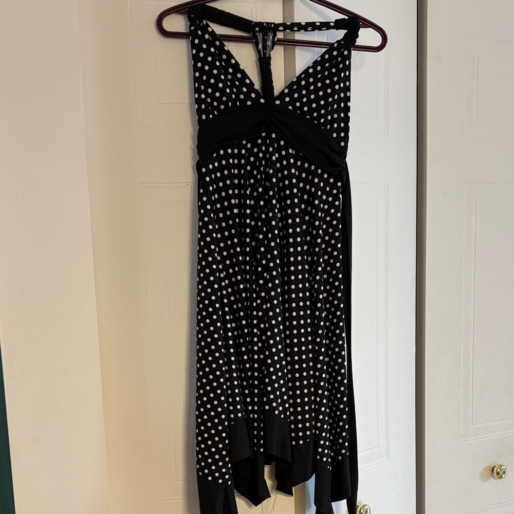 Black Polka Dot Asymmetrical Dress - Timeless Women’s Style